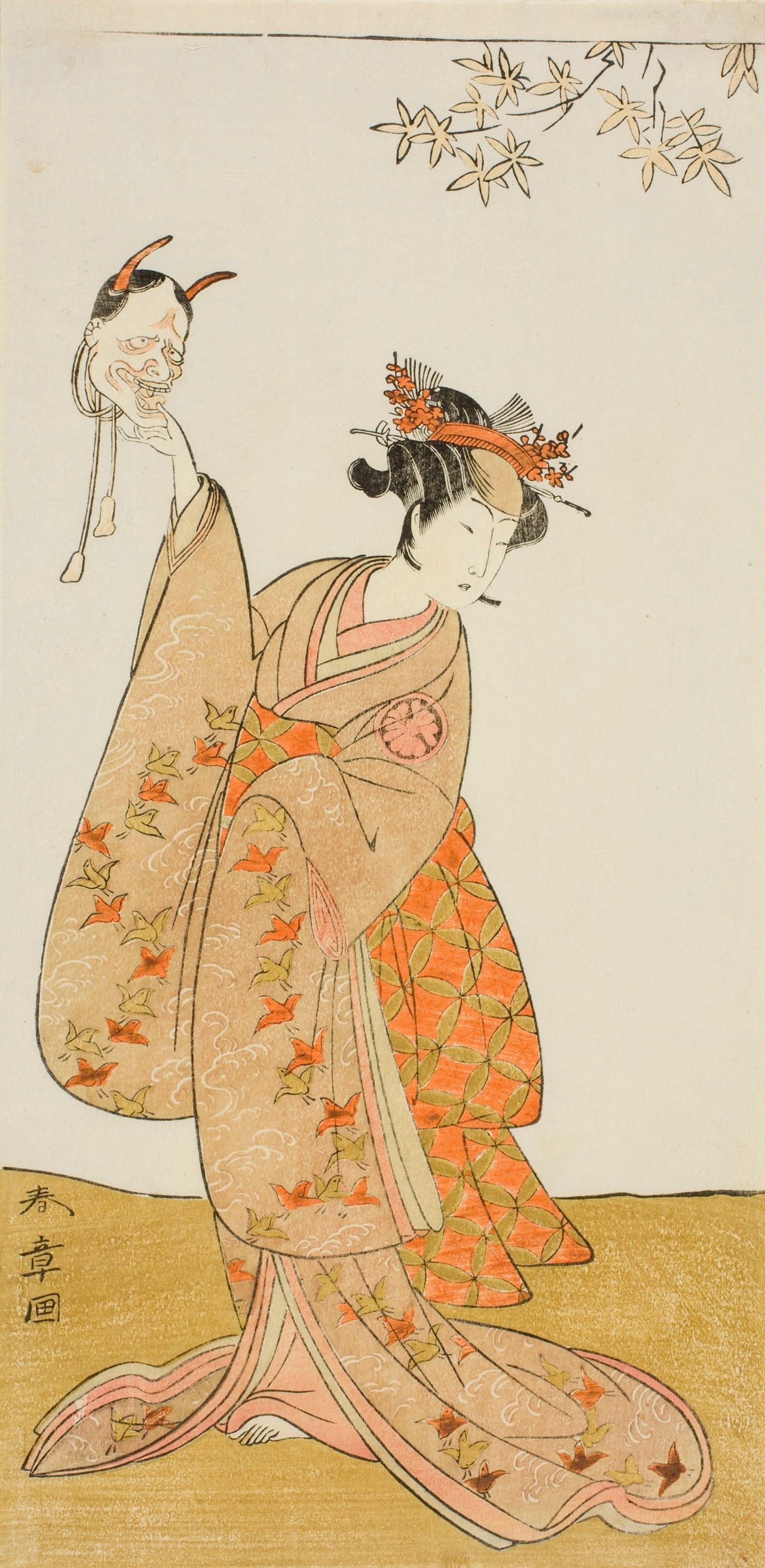 Katsukawa Shunsho. The Actor Segawa Yujiro I as Matsukaze, Sister of Togashi no Saemon, in the Play Gohiiki Kanjincho (Your Favorite Play Kanjincho [The Subscription List]), Performed at the Nakamura Theater from the First Day of the Eleventh Month, 1773, c. 1773. The Art Institute of Chicago. Clarence Buckingham Collection.