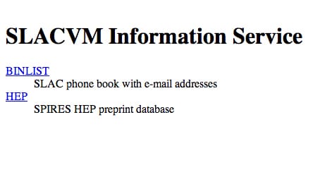 The 1991 SLAC website (screenshot by the author for Hyperallergic)