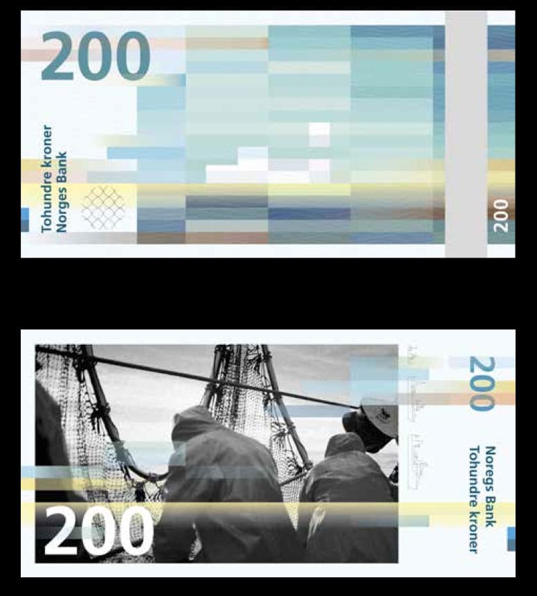Design by Snøhetta; the pixellation will be used on the back of the new bills.