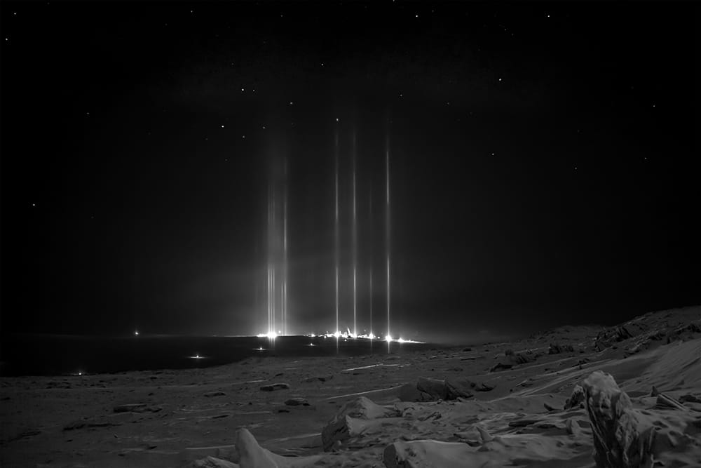 Charles Stankievech, "The Soniferous Æther of The Land Beyond The Land Beyond" (2013), 35mm film installation 