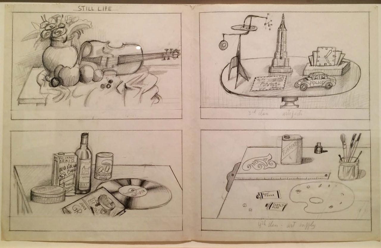 Saul Steinberg, "Still Life" (1980–81), graphite on folded paper, 14-1/2" x 23"