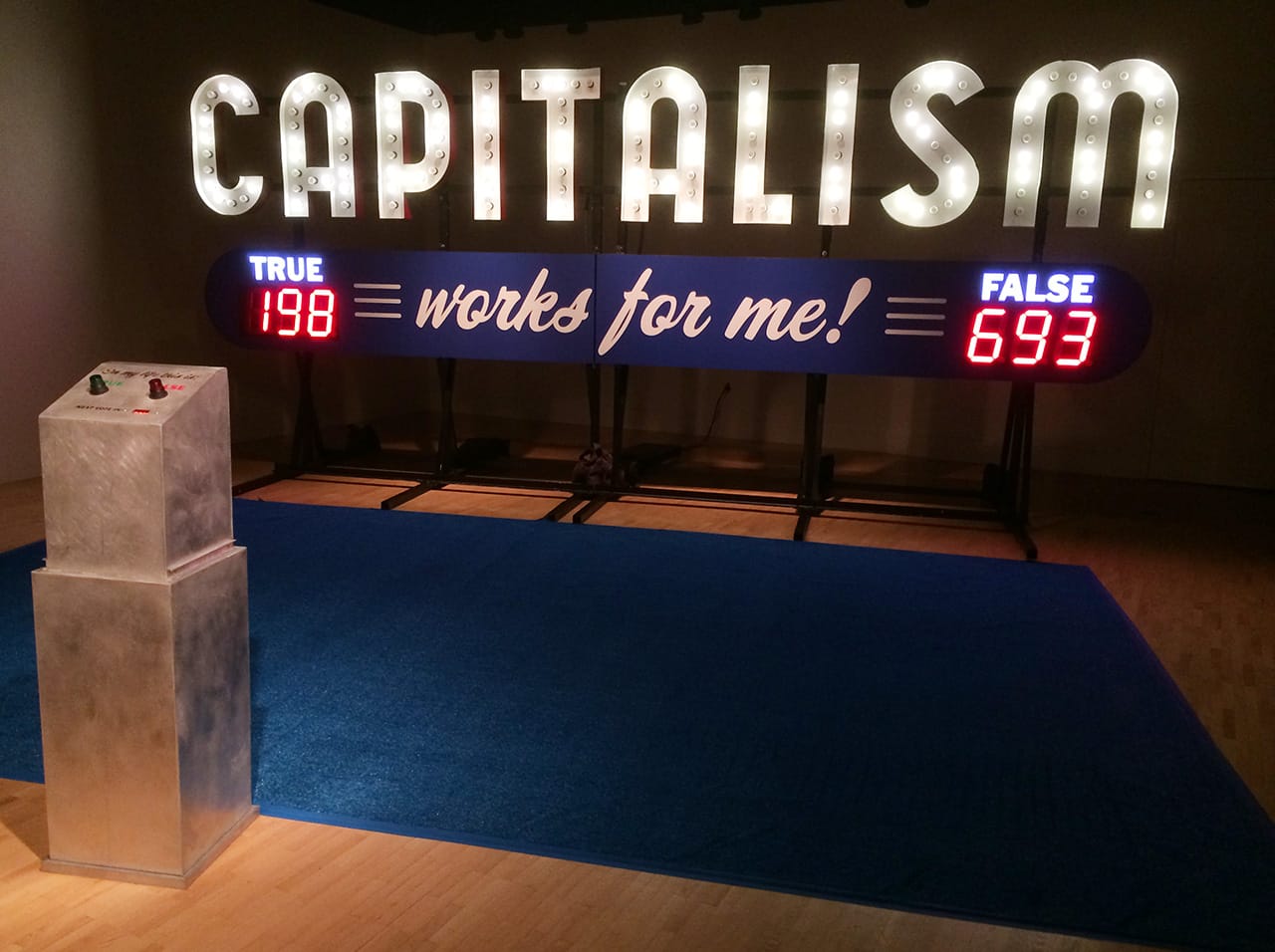 Steve Lambert, "Capitalism Works For Me" at the Kendall Galleries of the Kendall College of Art and Design in Grand Rapids, Michigan