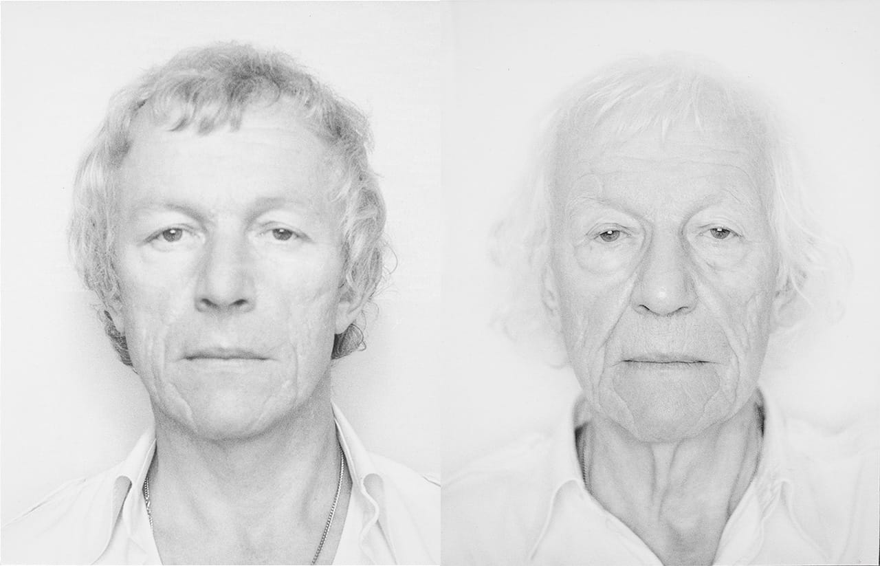 Some of Opalka's self-portraits, left, ROMAN OPALKA, OPALKA 1965/1 -∞, Détail -Photo 2787231, 9 7/16 x 12 inches (24 x 30.5 cm), and, right, ROMAN OPALKA, OPALKA 1965/1 -∞, Détail -Photo 5455634, 9 7/16 x 12 inches (24 x 30.5 cm) (both photos by Vincent Lespinasse, courtesy Dominique Lévy Gallery)