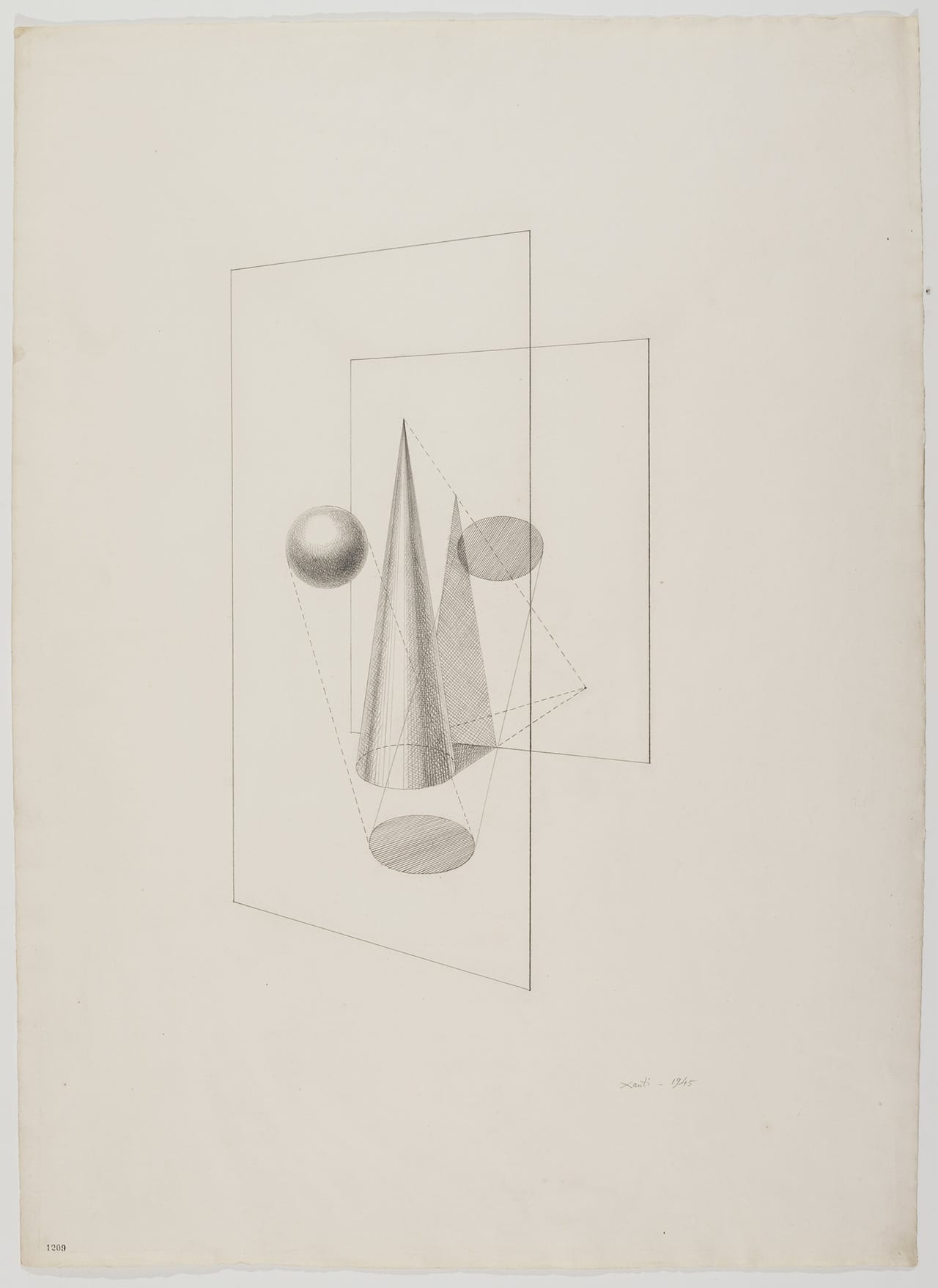 Xanti Schawinsky, "Euclidian" (1943), Head Drawings, graphite on paper, 31 1/2 x 23 inches (80 X 58.4 cm)