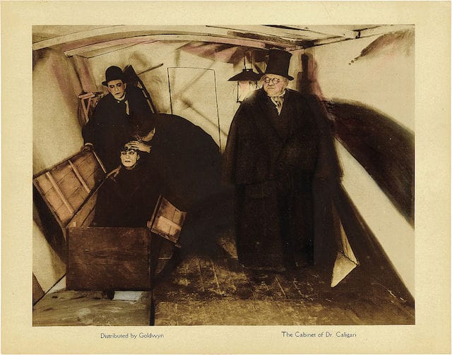 A lobby card for "The Cabinet of Dr Caligari" (1920) (via Wikipedia.org)
