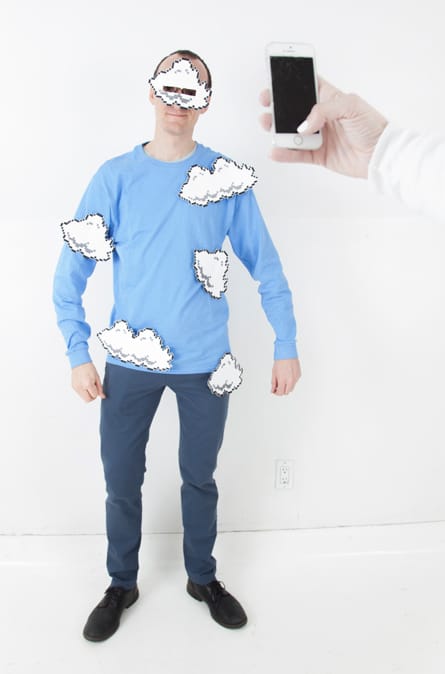 Hyperallergic Metro Editor Benjamin Sutton arrived in style as Cory Arcangel's "Super Mario Clouds"