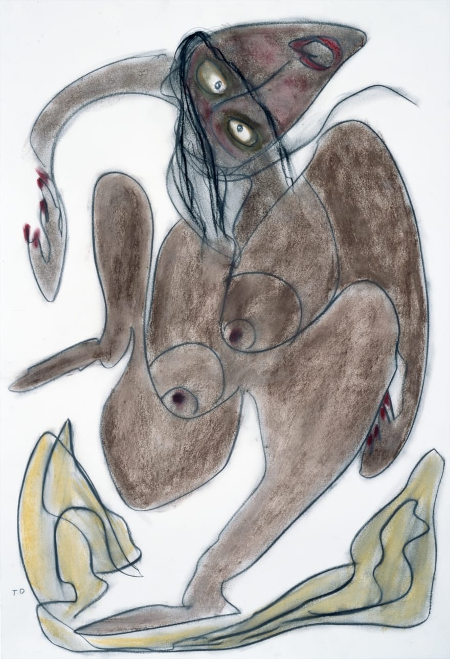 Thornton Dial, "African Athlete" (1998), pencil, charcoal, and pastel on paper