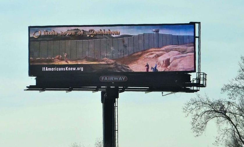 There is a campaign in the US to put up these "Banksy" billboards that demonstrate the injustice of the Israeli West Bank wall, which imprisons Palestinians in the West Bank. One has already gone up in Atlanta and there are plans for others in South Dakota and Nevada. (via Mondoweiss)