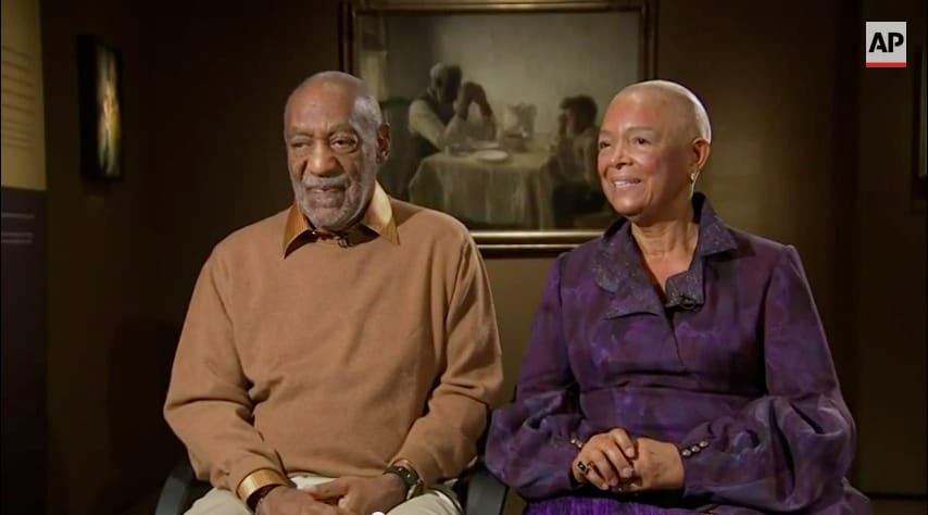 Bill and Camille Cosby being interviewed by the AP at the National Museum of African Art (screenshot via YouTube)