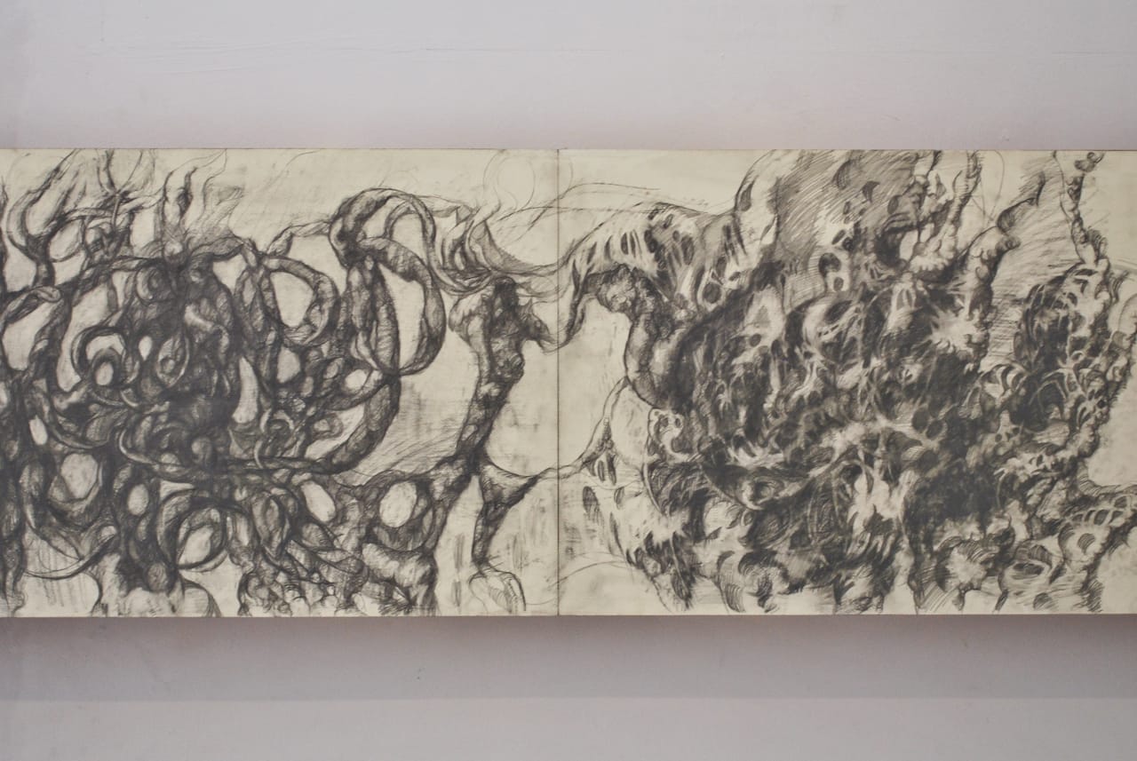 Detail of work on display.