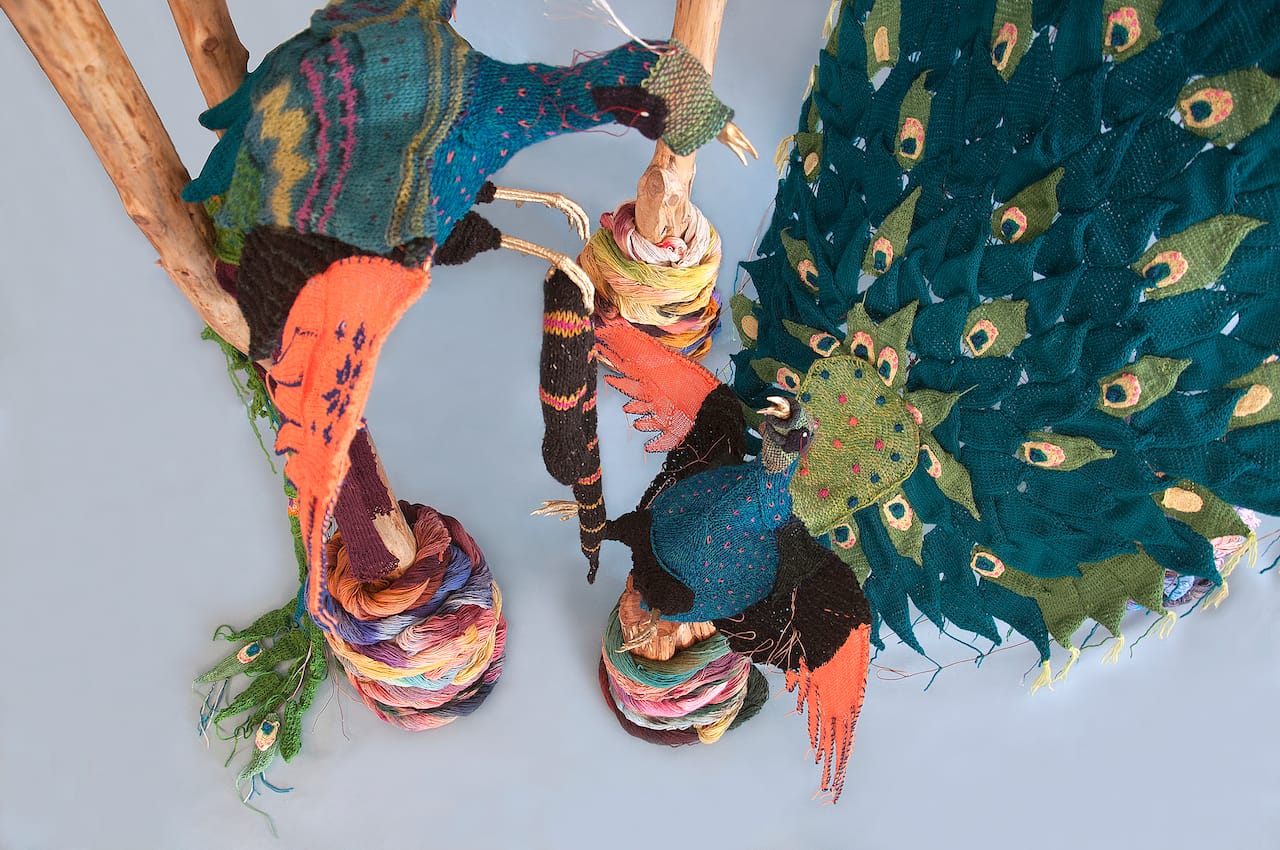 "Untitled Peacocks (Fighting Males)," (2014) by Dillon Lundeen Goldschlag (Collection of the artist)