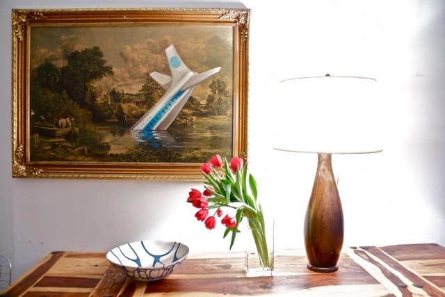 Painting by Oliver Jeffers and ceramic bowl by Joan Lurie