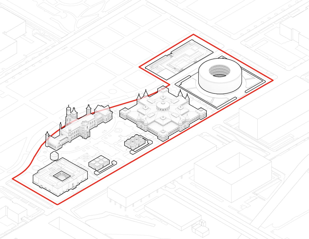 Diagram of the exisiting Smithsonian South Mall campus (Image courtesy of the Smithsonian)