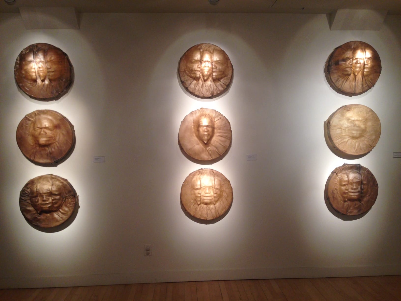 Da-ka-xeen Mehner Call and Respond  2014 Wood and rawhide 20x20x8