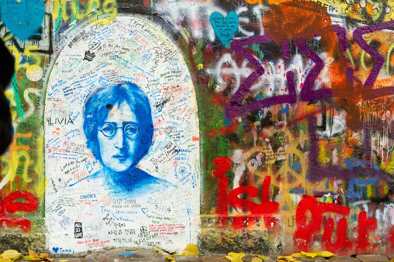 The John Lennon Wall in 2012 (photo by  Brian Jeffery Beggerly/Flickr)