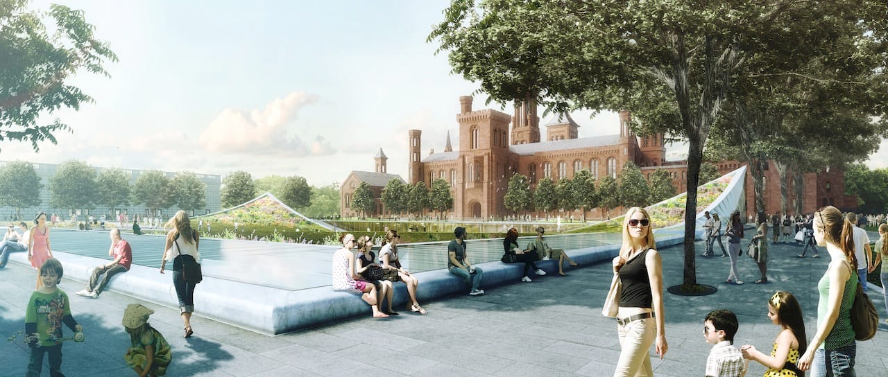 Artist's rendering of the Castle as see from the entrance to the National Museum of African Art at Independence Avenue (Image courtesy of the Smithsonian)