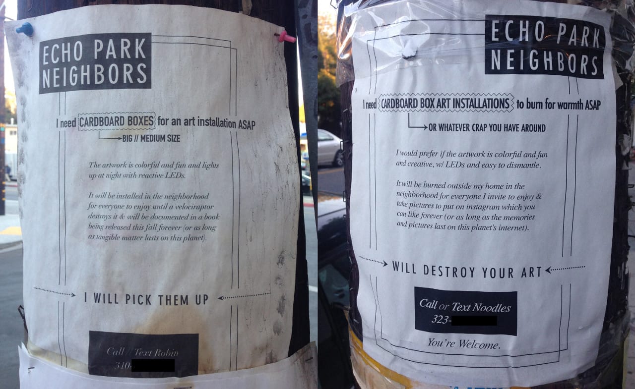 The flyers in question (photos by the author)