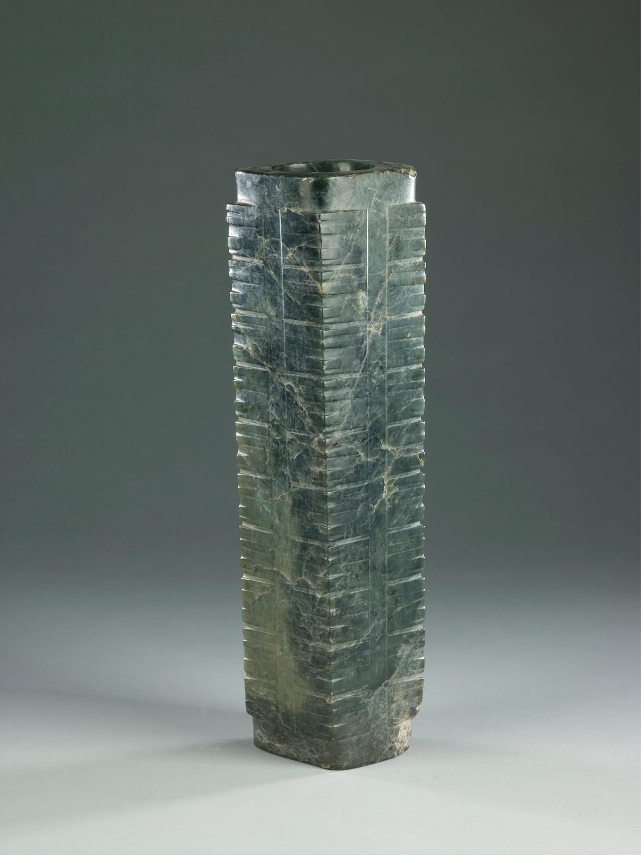 Chinese, "Ritual Object in the Form of a Prismatic Cylinder (cong)" (3000–2000 BCE)