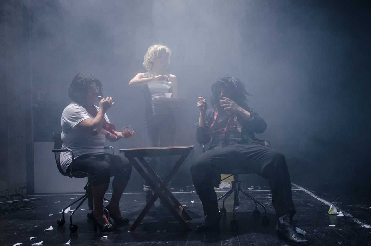 Rita Oliveira, Sofia Ortega, and Terence Mintern in 'The Maids' The Maids'