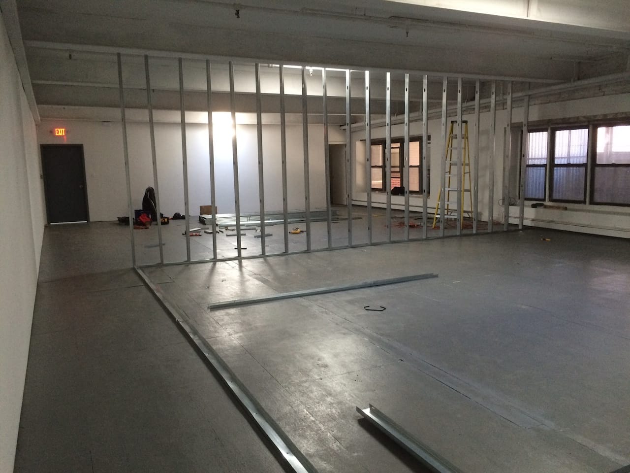 Tiger Strikes Asteroid and Rob de Oude's new spaces at 1329 Willoughby, mid-construction (photo by Alex Paik)