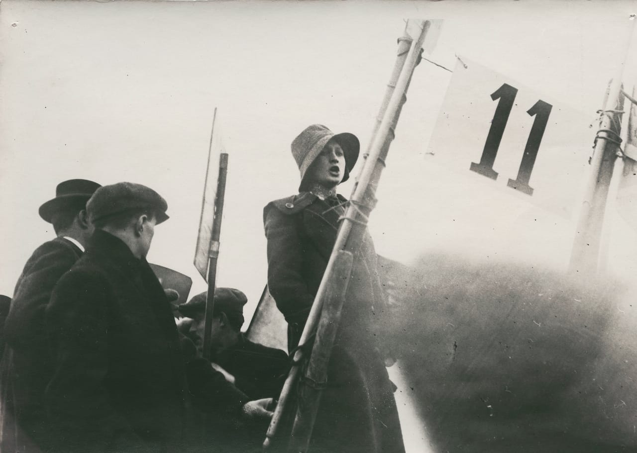 Anonymous photographer - Yvonne André, anarchist activist Pré-Saint-Gervais (Butte du Chapeau Rouge) France, May 25, 1913