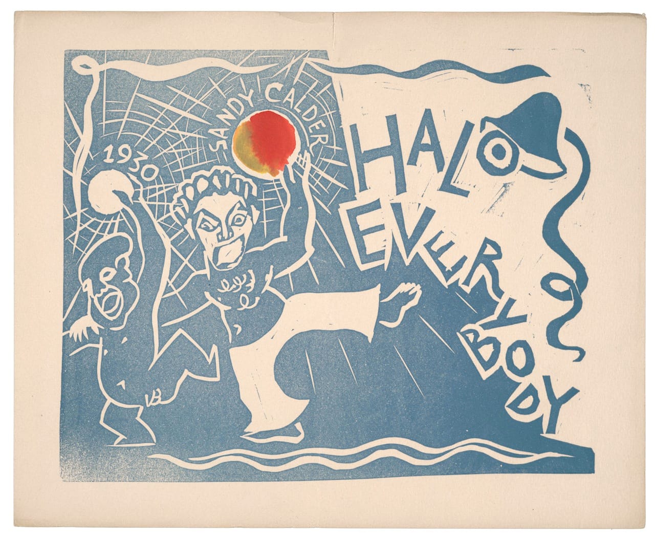 Alexander Calder, "Halo Everybody Handmade holiday card, unsent" (1929), Relief print, Alexander Calder papers, 1926–1967, Archives of American Art, Smithsonian Institution, © 2014 Calder Foundation, New York/ Artists Rights Society (ARS). New York