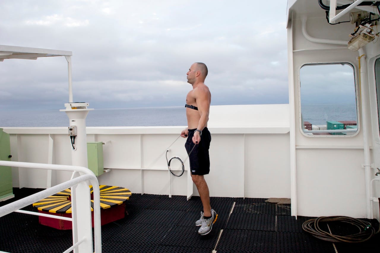 A morning routine on a container carrier