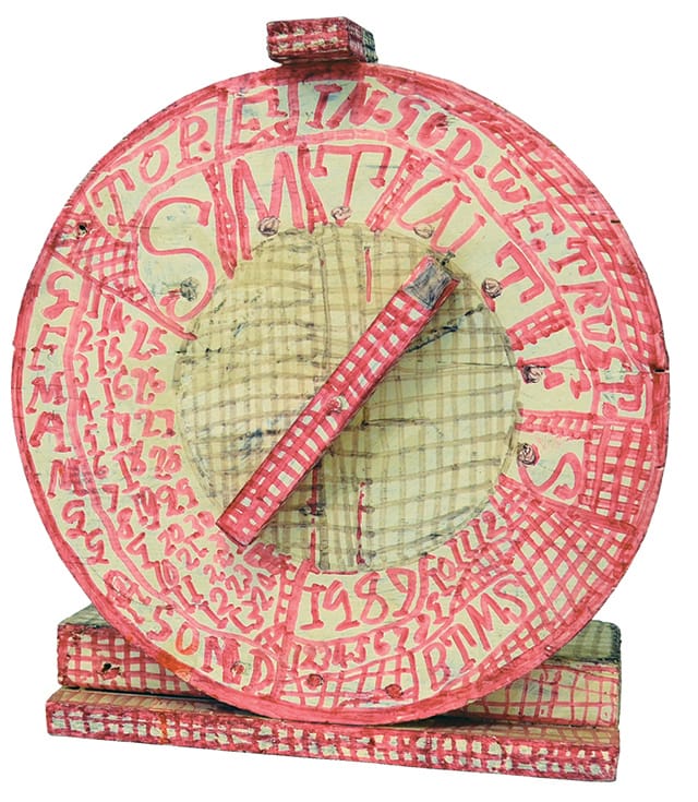Zebede Armstrong, "Untitled," 1987, Marker on wooden object, 15.25 x 13.25 in (Zebede Armstrong, "Untitled," 1987, Marker on wooden object, 15.25 x 13.25 in (courtesy gallery Christian Berst Art Brut)