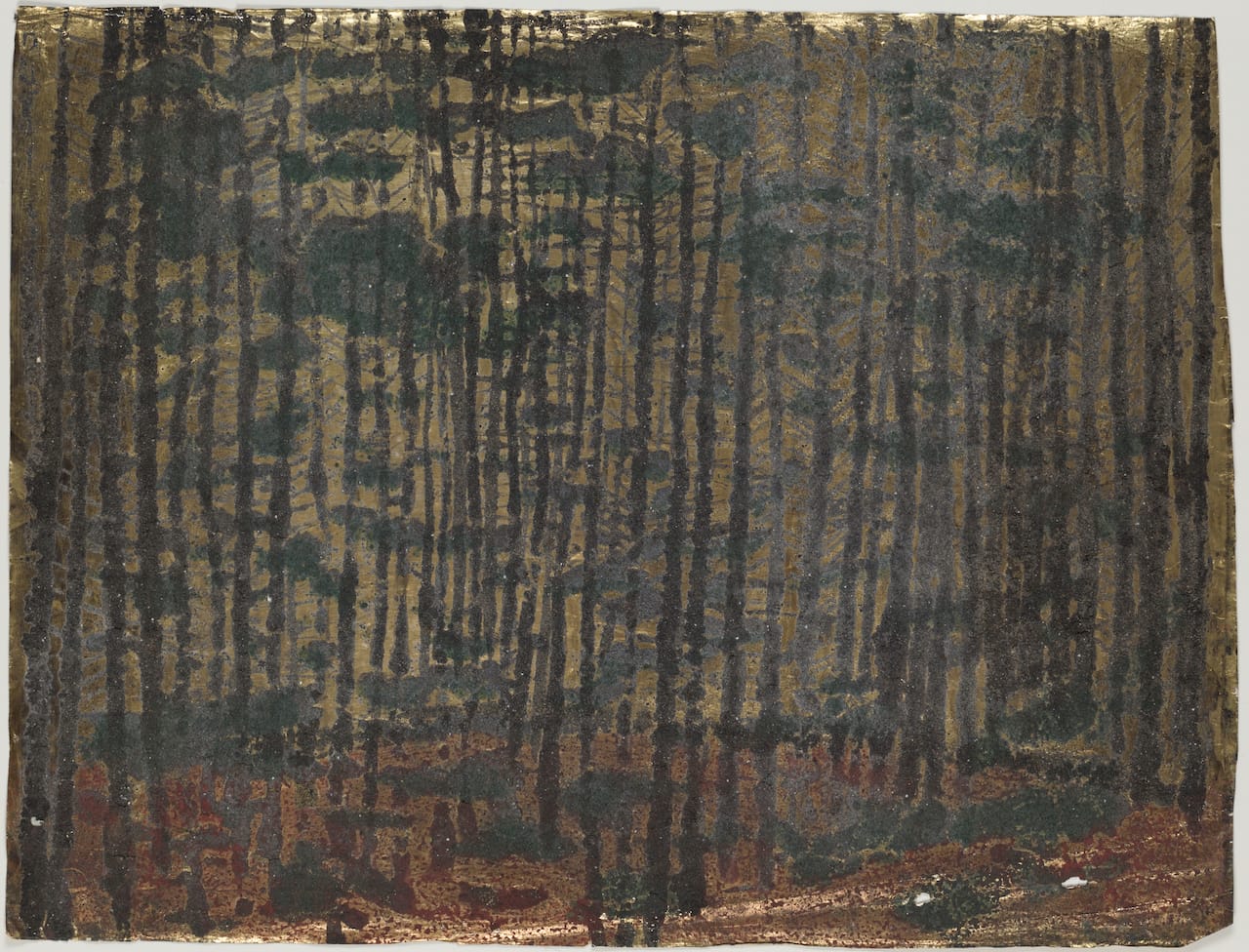 Bertus Jonkers, "Zwart bos met goud" (nd), mixed media (De Stadshof Collection, Dr. Guislain Museum, Gent)