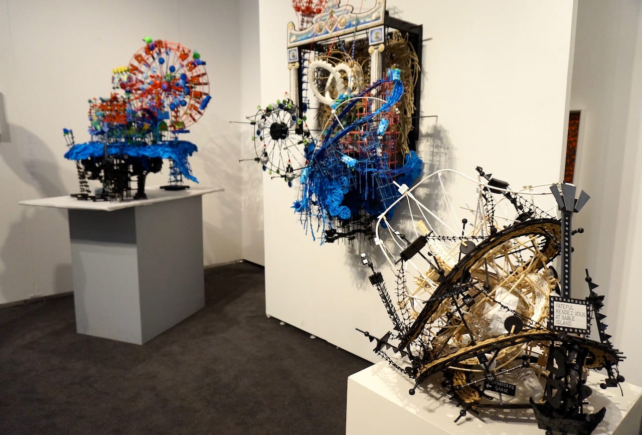 Work by Nathalie Miebach at the booth of Miller Yezerski Gallery at Pulse (all photos by the author for Hyperallergic)