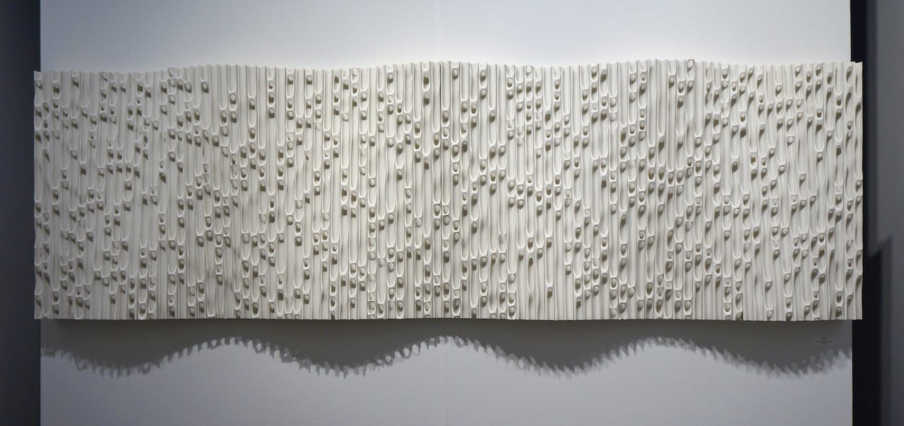 Jessica Drenk, "Wave," PVC pipes carved and sanded