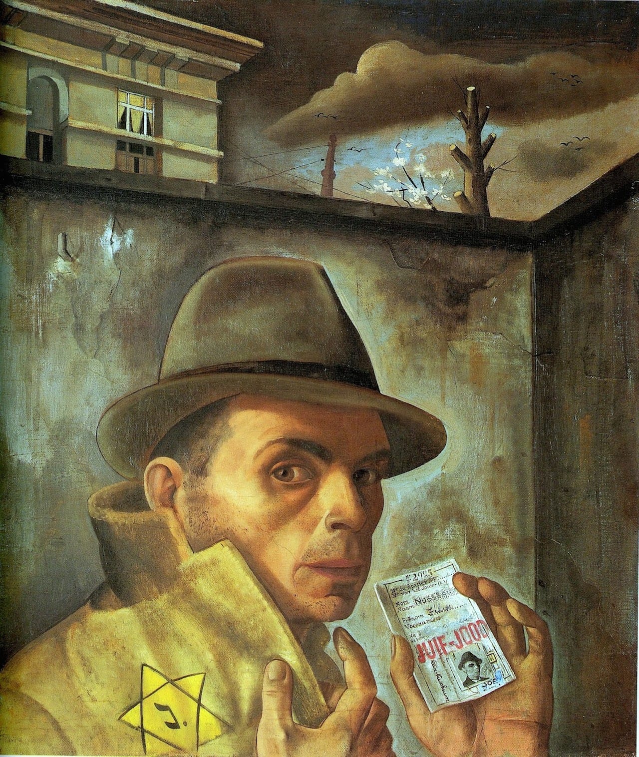 Felix Nussbaum, "Self-Portrait with Jewish Identity Card" (via Wikimedia)