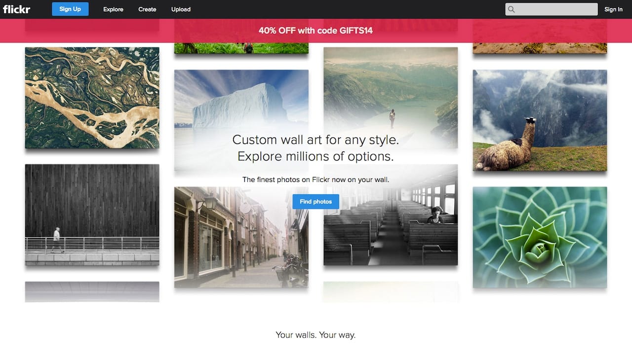 Flickr's "curated collection" wall art site (screenshot by the author)