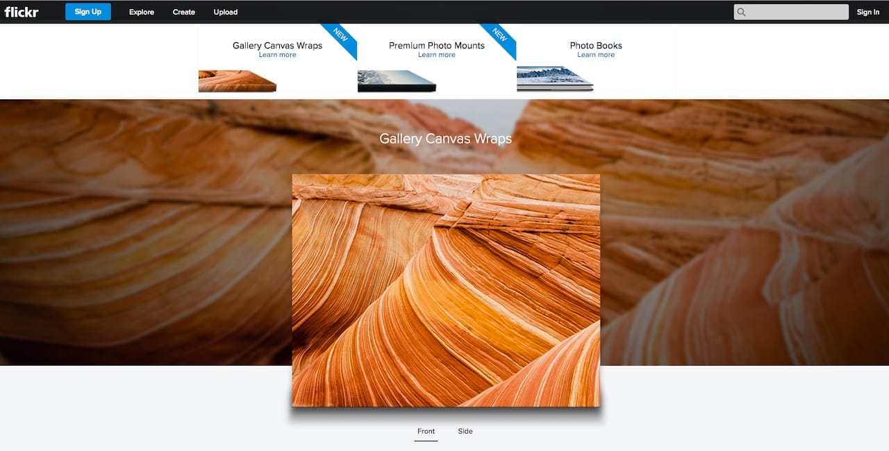 The Flickr Wall Art storefront (screenshot by the author for Hyperallergic)