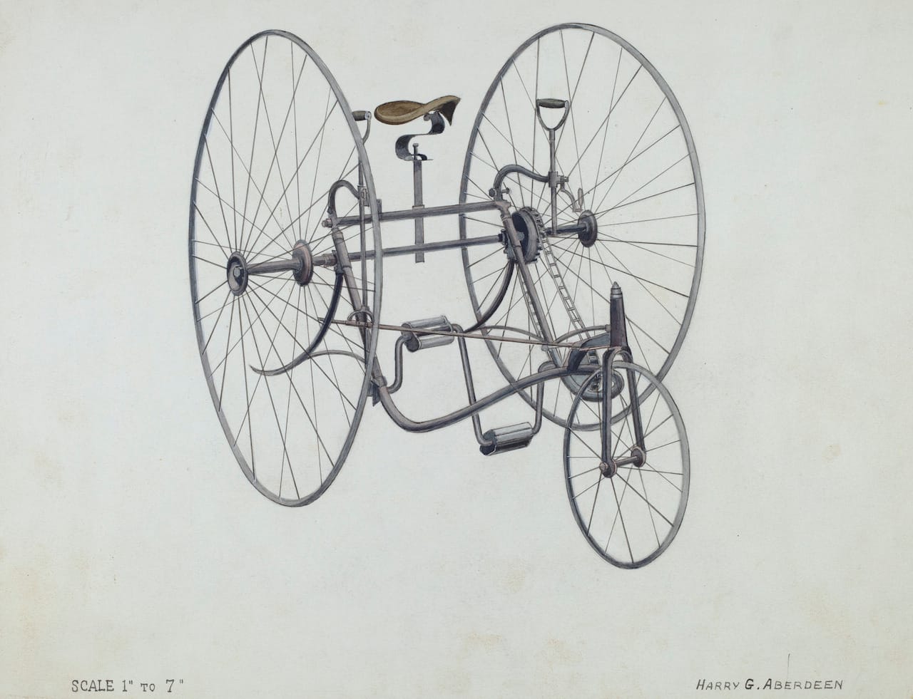 Harry G. Aberdeen, Bicycle, American, active c. 1935, c. 1936, watercolor and graphite on paper, Index of American Design