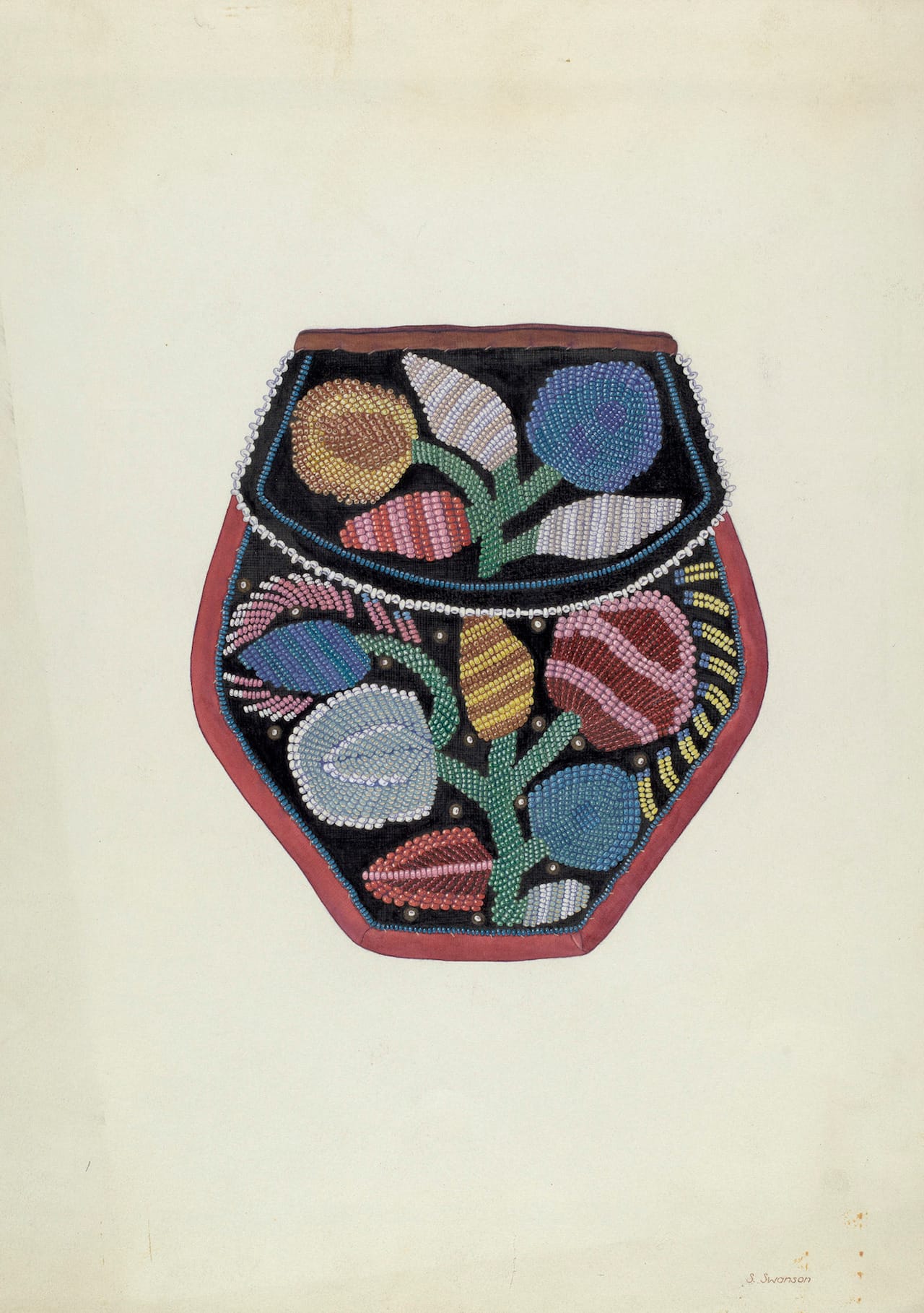 Syrena Swanson, Purse, American, active c. 1935, c. 1937, watercolor and gouache on paper, Index of American Design