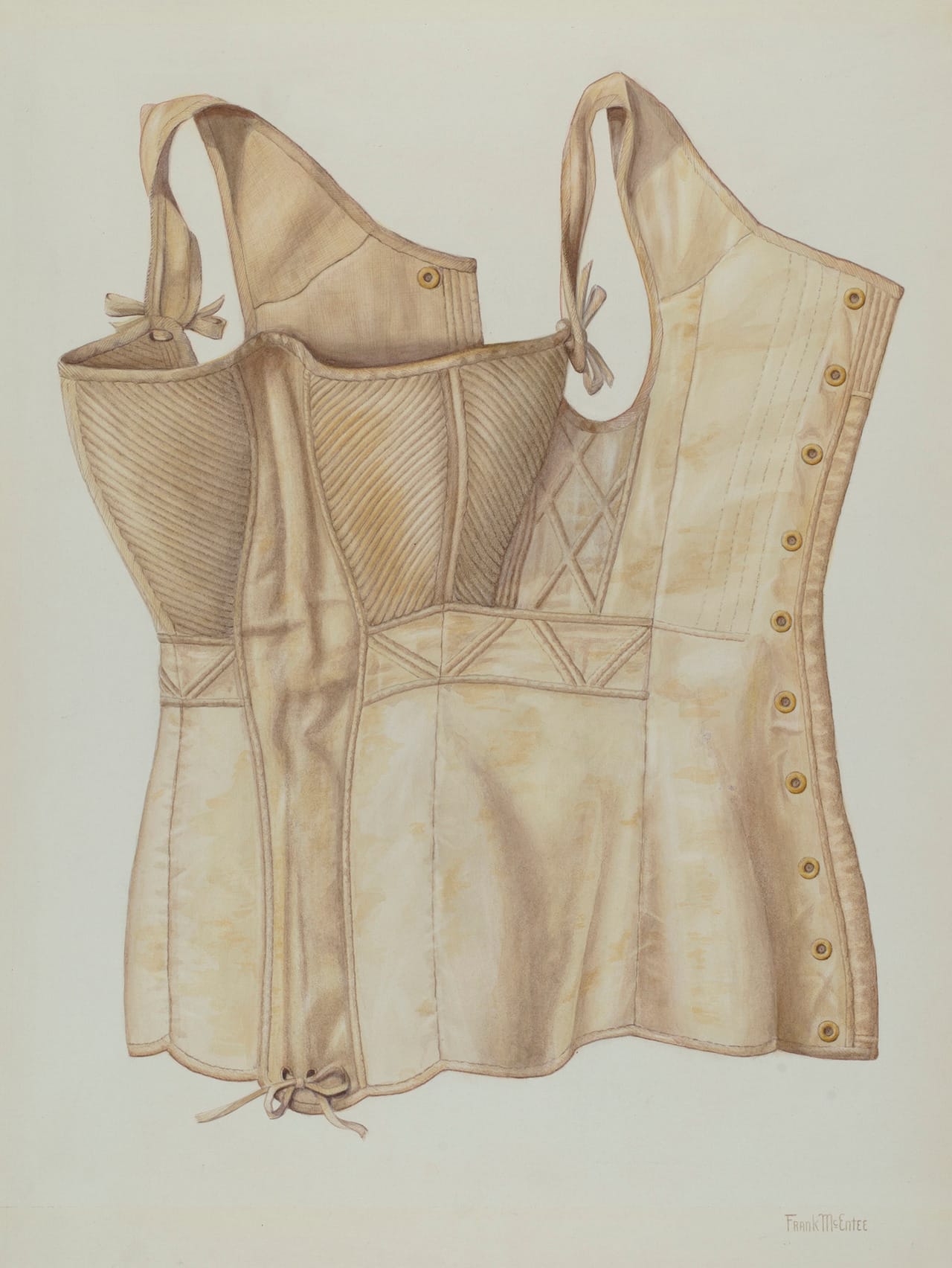 Frank McEntee, Corset, American, active c. 1935, c. 1937, watercolor, graphite, and colored pencil on paperboard, Index of American Design