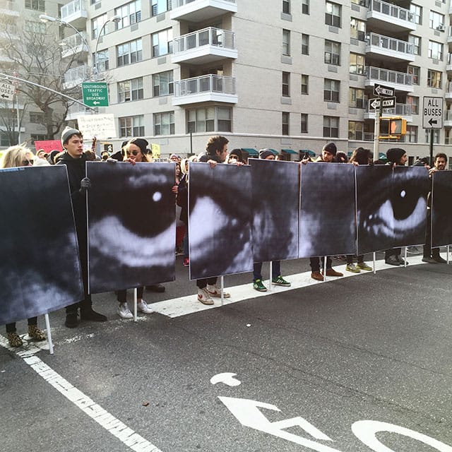 JR's contribution to the #BlackLivesMatter protest in NYC on Dec  (photo by Hrag Vartanian for Hyperallergic)