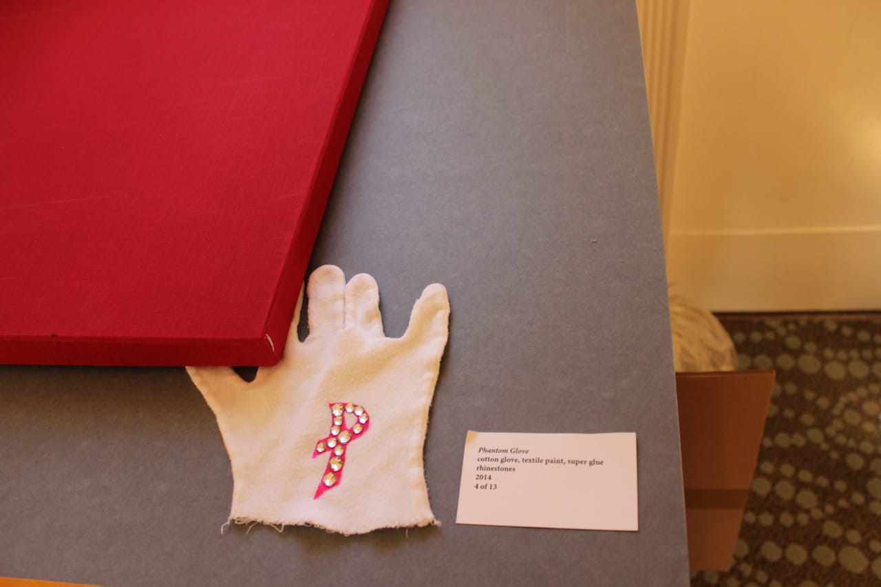 A "Phantom Glove" indicating a missing work taken for the site-specific exhibition in the Pulp Lounge