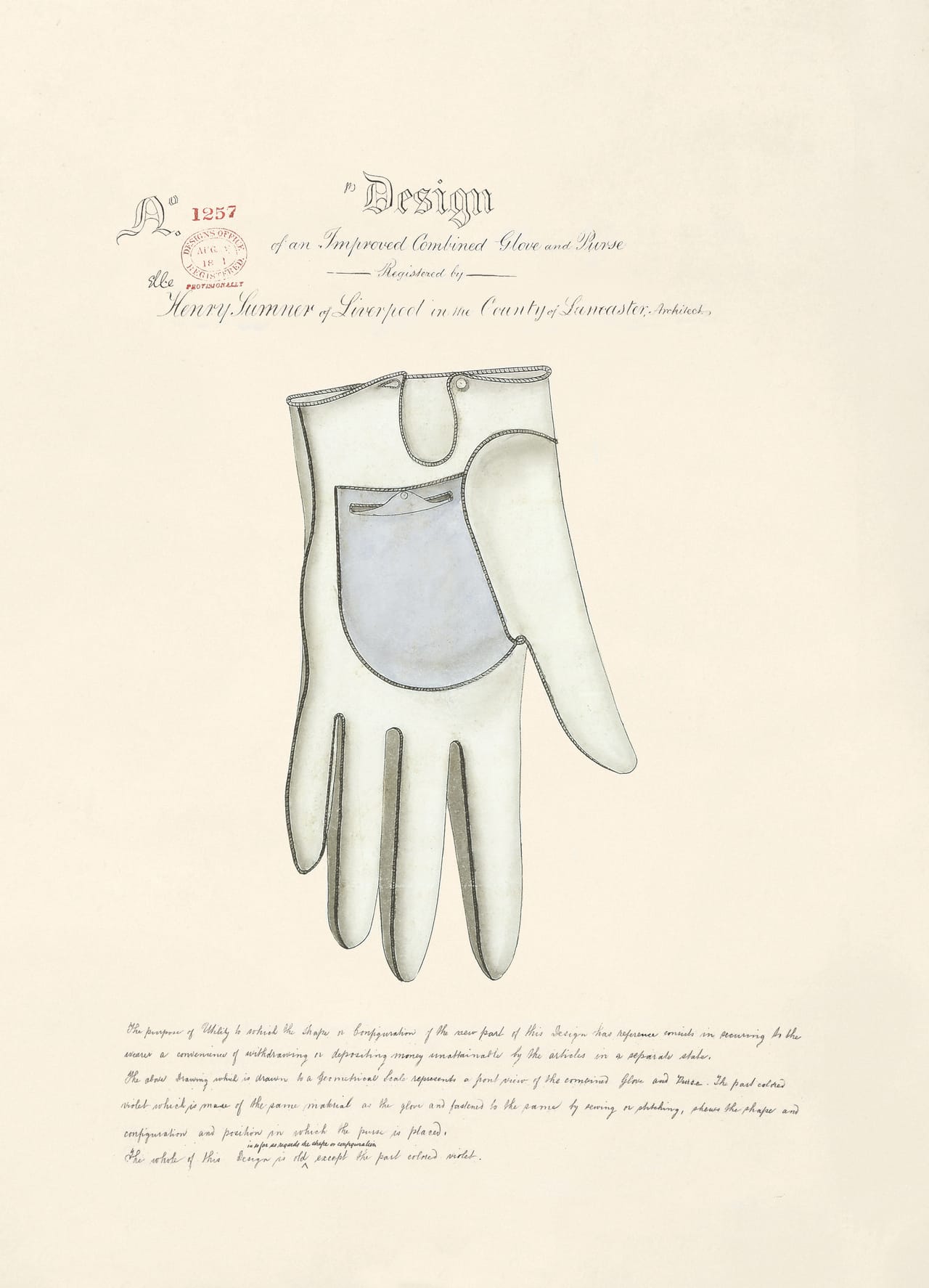 Design of an Improved Combined Glove and Purse by Henry Sumner, 1861 (BT 47/5) (The National Archives, London, England 2014. © 2014 Crown Copyright)