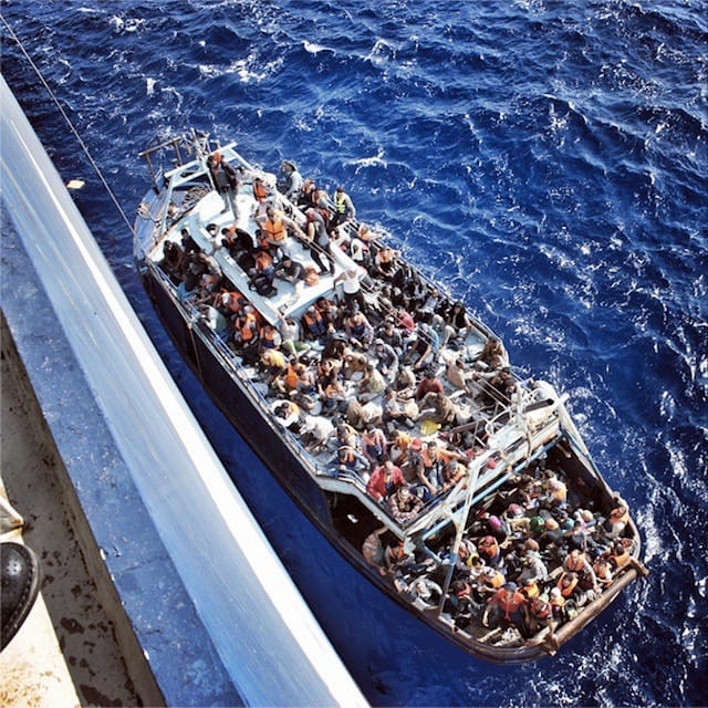 An image of the migrant boat was posted on JR's Instagram account (Image via Instagram/jr)