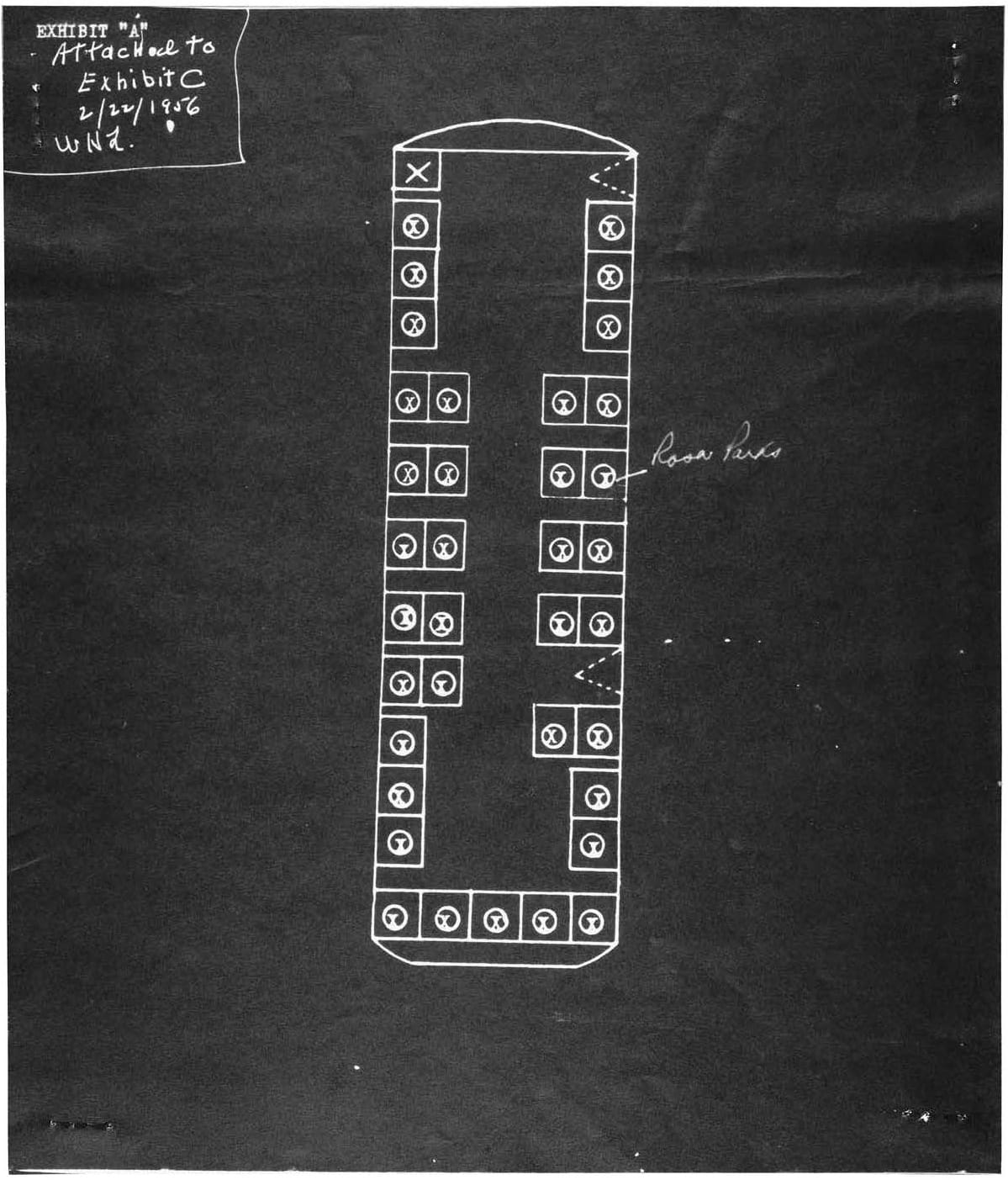 Illustration of bus where Rosa Parks sat, December 1, 1955