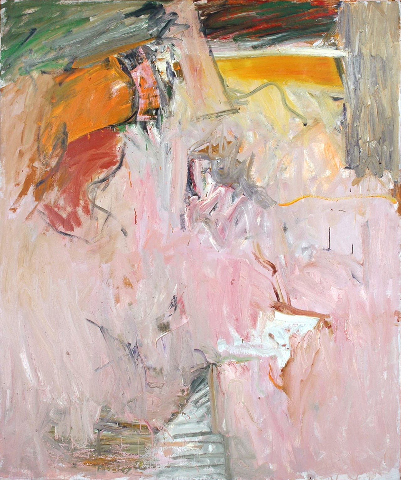 Pat Passlof, "Score for a Bird" (1958), oil on linen 72 x 60 in (click to enlarge)
