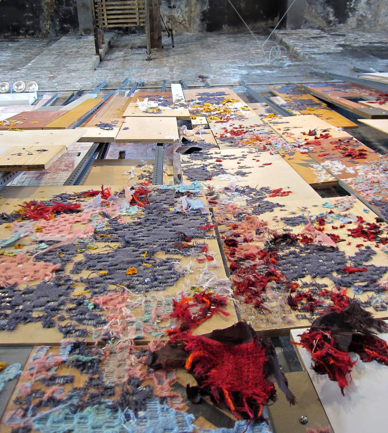 Elana Herzog, “Valence” (Installation Detail), 2014, Fabric, wood, drywall, paint, and steel, approx. 17 x 24 x 4 feet