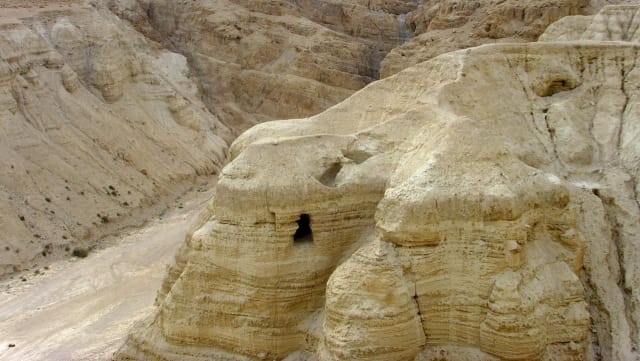 The Qumran Caves in the Judean Desert (Image via Wikimedia)