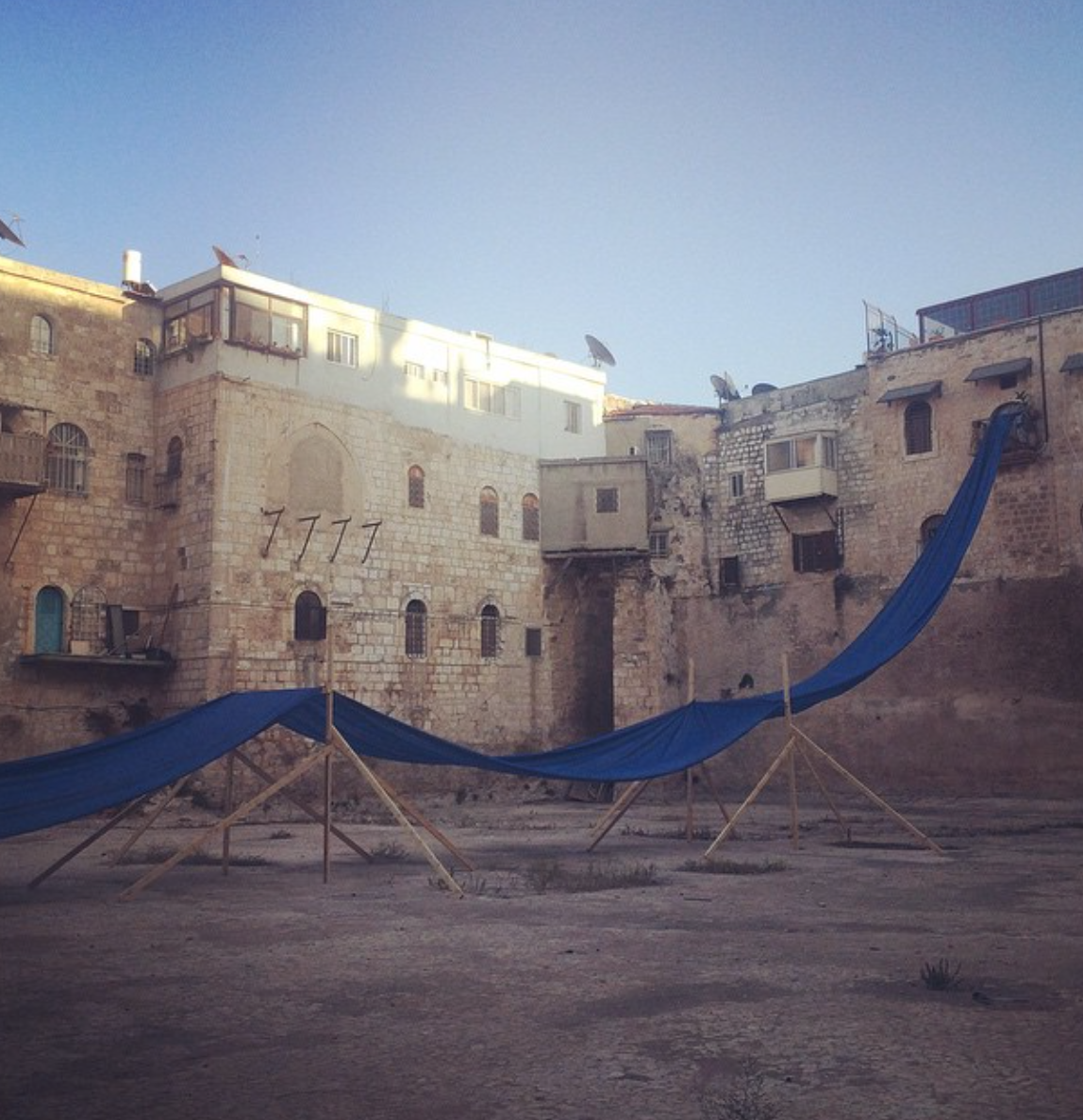 Hera Buyuktascian's "Recovery from an Early Water" (2014) installation in the Old City of Jerusalem. (photo Hrag Vartanian of Hyperallergic)