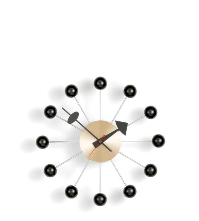Ball Clock, Designed 1948–60 by George Nelson, American, 1908–1986. Metal, brass, Diameter: 13 inches (33 cm), (Photo by Andreas Sütterlin, courtesy of Vitra, Inc.)