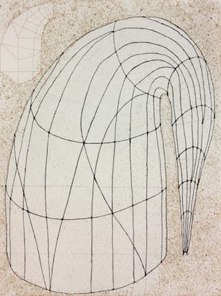 Martin Puryear, "Untitled (State 2)" (2014), color softground etching with drypoint and Chine collé on Somerset White paper, 35 x 28 inches