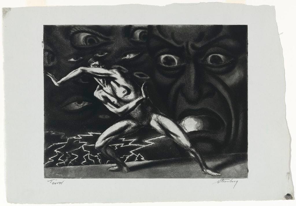 Harry Sternberg, "Terror" (1935), courtesy of Mary and Leigh Block Museum of Art, Northwestern University