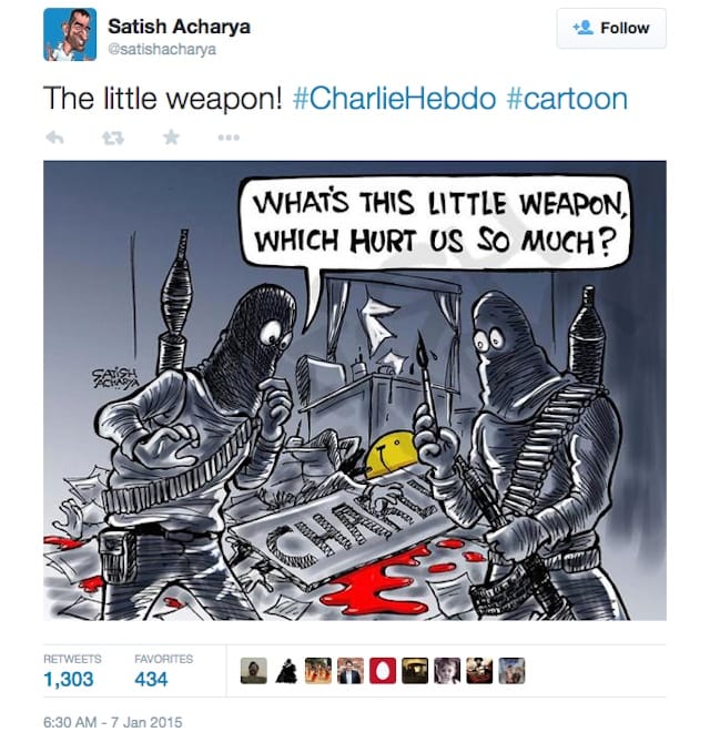 A comic by the Indian cartoonist Satish Acharya (image via satishacharya/Twitter)